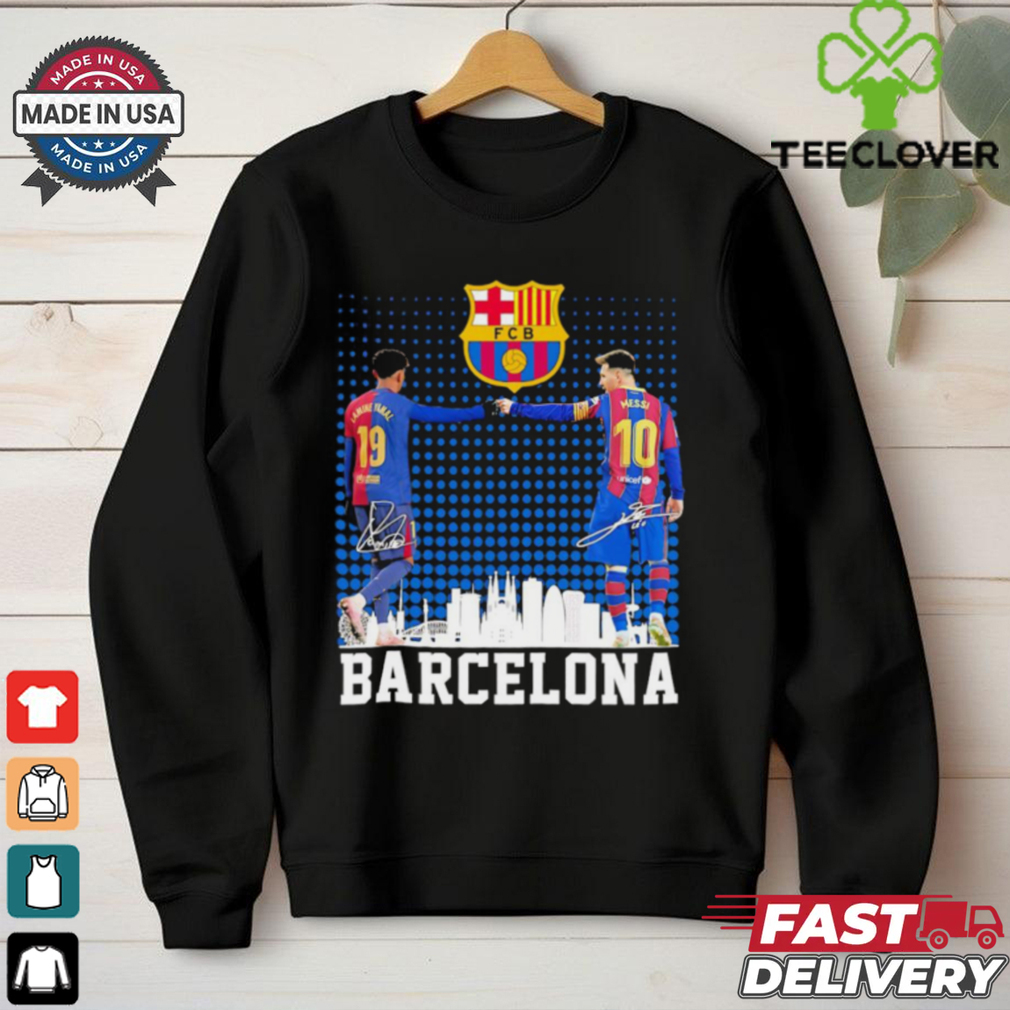 FC Barcelona Lamine Yamal and Lionel Messi signatures shirt FC Barcelona Lamine Yamal and Lionel Messi signatures shirt