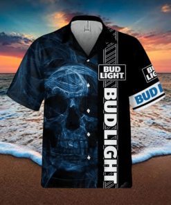 Bud Light Hawaiian Shirt Smoke Skull Beer Lovers Gift