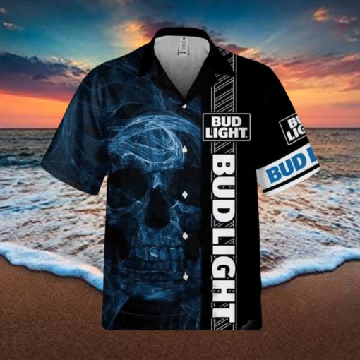 Bud Light Hawaiian Shirt Smoke Skull Beer Lovers Gift