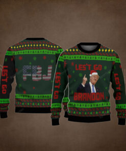 FJB Flag Let’s Go Brandon Trump Christmas Sweater – Unisex Funny Winter Holiday Ugly Christmas Sweater