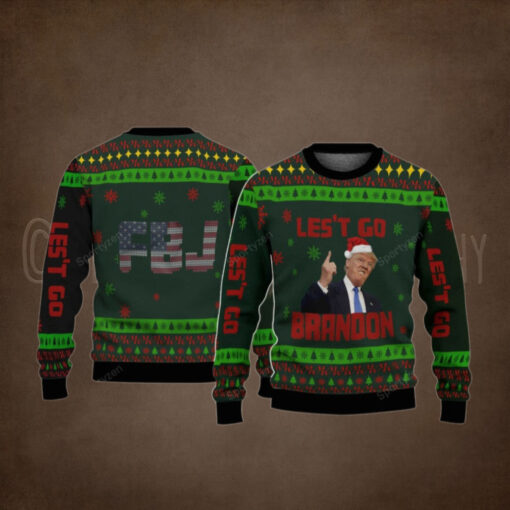 FJB Flag Let’s Go Brandon Trump Christmas Sweater – Unisex Funny Winter Holiday Ugly Christmas Sweater