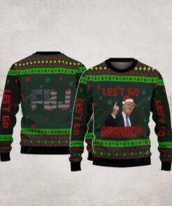 FJB Flag Let’s Go Brandon Trump Christmas Sweater – Unisex Funny Winter Holiday Ugly Christmas Sweater