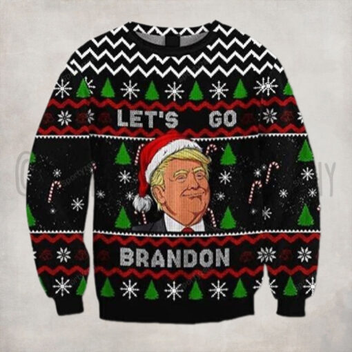 FJB Let’s Go Brandon Santa Trump Christmas Sweater – Unisex Funny Winter Holiday Ugly Christmas Sweater