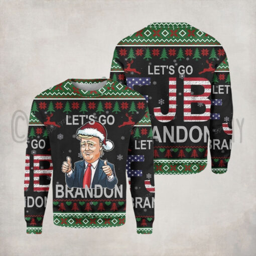 FJB Trump Funny Let’s Go Brandon Christmas Sweater HD – Unisex Funny Winter Holiday Ugly Christmas Sweater