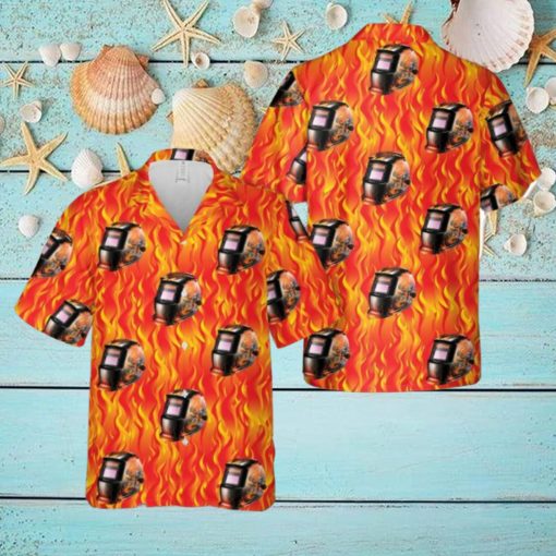 FLAMING SKULL Welding Helmet Hawaiian Shirt Beach Hoilday Summer Gift