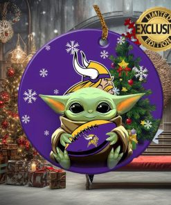 Minnesota Vikings Baby Yoda NFL Custom Name 2023 Holiday Gifts Christmas Decorations Ornament