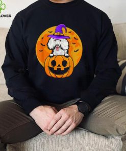 Halloween Poodle Dog Witch Hat Jackolantern Pumpkin T Shirt