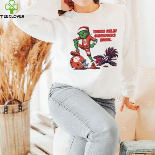 Santa Hat Grinch Tigers Rule Gamecocks Drool Shirt