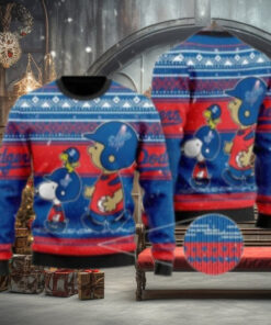 Snoopy And Woodstock MLB Dodgers Ugly Christmas Sweater