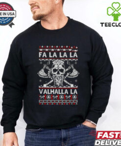 Fa La La Valhalla Vikings Skull Christmas Ugly Crewneck shirt