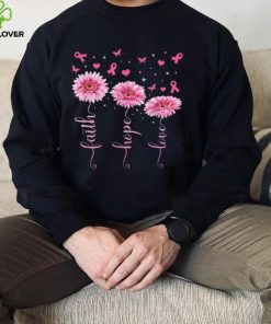 Faith Hope Love Daisy Pink Ribbon Breast Cancer Awareness T Shirt