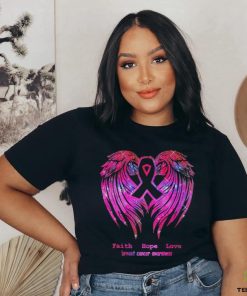 Faith Hope Love Wings Breast Cancer Awareness Back T Shirt