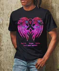 Faith Hope Love Wings Breast Cancer Awareness Back T Shirt