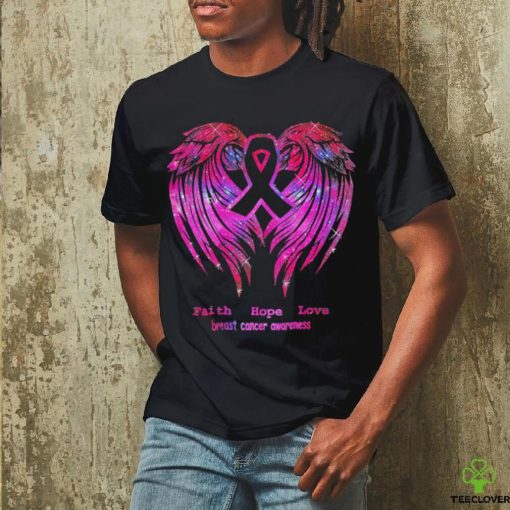 Faith Hope Love Wings Breast Cancer Awareness Back T Shirt