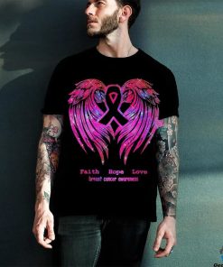 Faith Hope Love Wings Breast Cancer Awareness Back T Shirt