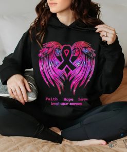 Faith Hope Love Wings Breast Cancer Awareness Back T Shirt