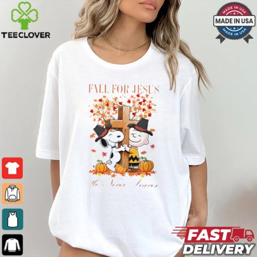 Fall For Jesus He Never Leaves Snoopy Character Halloween T Shirt