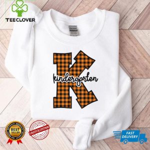 Fall Kindergarten Teacher K Is For Buffalo Plaid Pumpkin T Shirt