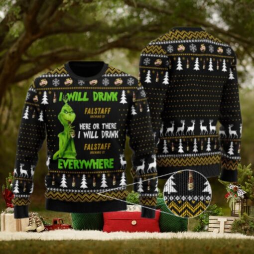 Falstaff Grinch Will Drink Everywhere Ugly Sweater