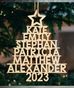 Family Christmas Tree   Family Personalized Custom Ornament   Wood Custom Shaped   Christmas Gift For Family Members