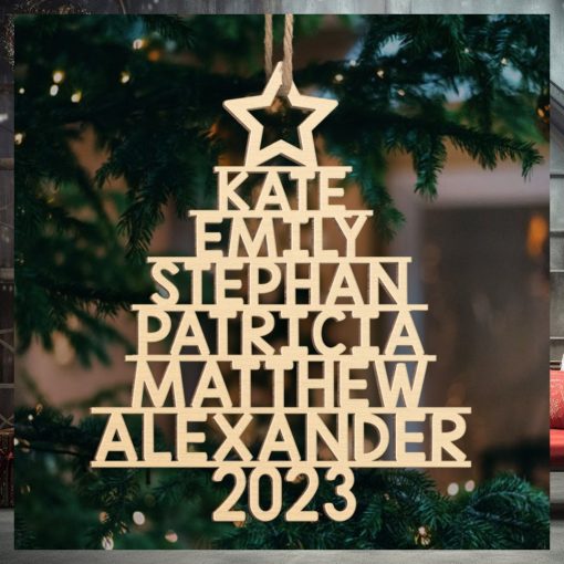 Family Christmas Tree   Family Personalized Custom Ornament   Wood Custom Shaped   Christmas Gift For Family Members