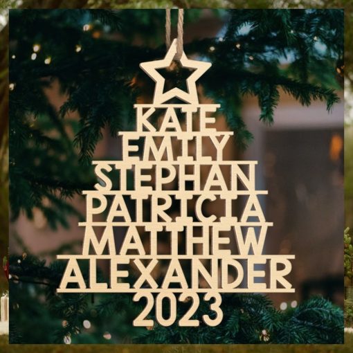 Family Christmas Tree   Family Personalized Custom Ornament   Wood Custom Shaped   Christmas Gift For Family Members