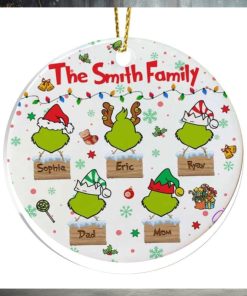 Family Grinch Christmas Ornament, Custom Family Ornament