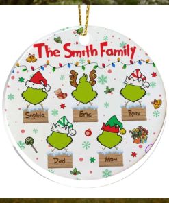 Family Grinch Christmas Ornament, Custom Family Ornament