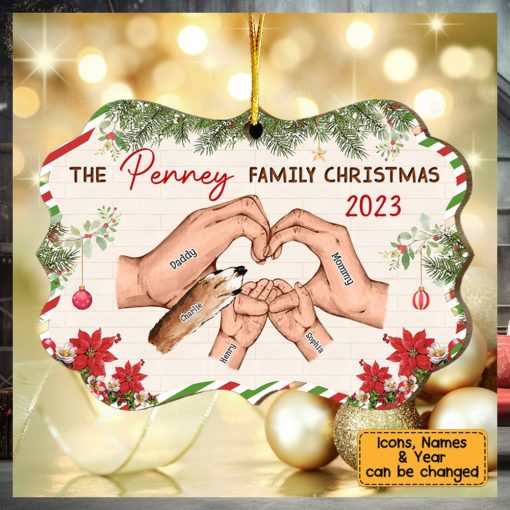 Family Hands Personalized Wooden Christmas Ornament Gift For FamilyFamily Hands Personalized Wooden Christmas Ornament Gift For Family