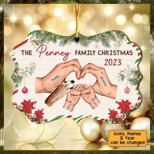 Family Hands Personalized Wooden Christmas Ornament Gift For FamilyFamily Hands Personalized Wooden Christmas Ornament Gift For Family