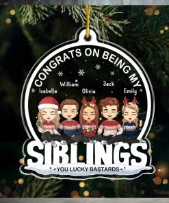 Family Means The World To Me   Family Personalized Custom Ornament   Acrylic Snow Globe Shaped   Christmas Gift For Siblings, Brothers, Sisters, Cousins, Friends, Coworkers