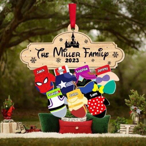 Family Mittens, Personalized Acrylic Ornament, Christmas Gift For Family