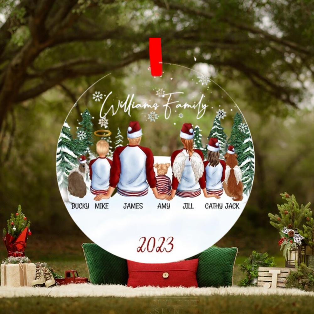 Family Ornament With Kids and Pets, Christmas Family Personalized, Acrylic Keepsake Family Ornament With Kids and Pets, Christmas Family Personalized, Acrylic Keepsake