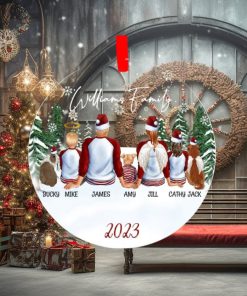 Family Ornament With Kids and Pets, Christmas Family Personalized, Acrylic Keepsake