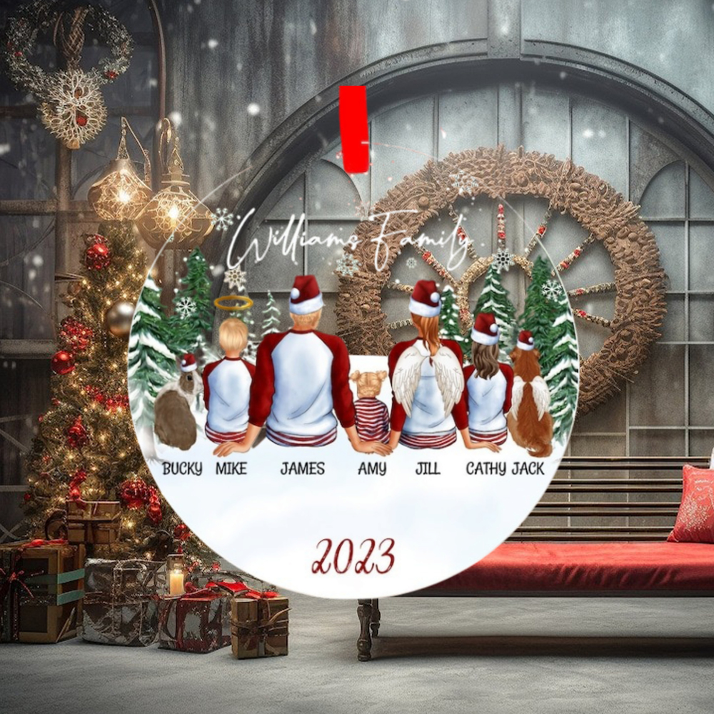Family Ornament With Kids and Pets, Christmas Family Personalized, Acrylic Keepsake Family Ornament With Kids and Pets, Christmas Family Personalized, Acrylic Keepsake