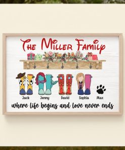 Family, Where Life Begins And Love Never Ends, Personalized Canvas Print, Christmas Gift For Family