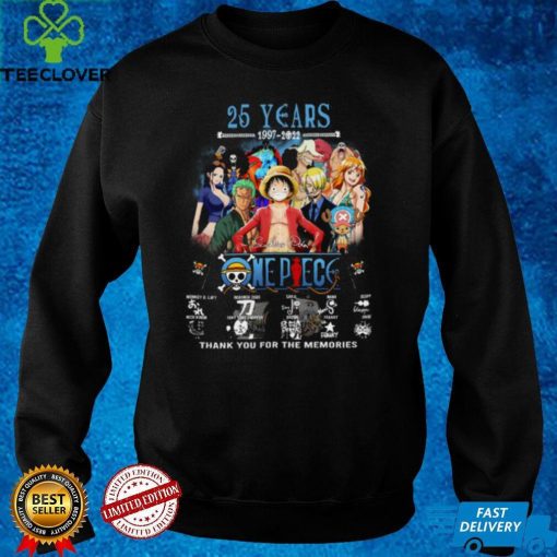 Fan made 25 Years 1997 2022 One Piece Signatures Thank You For The Memories Shirt