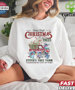 Farm fresh christmas trees stitch tree farm shirt
