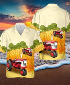 Farmall 340 Gas Tractor Hawaiian Shirt Tropical Beach