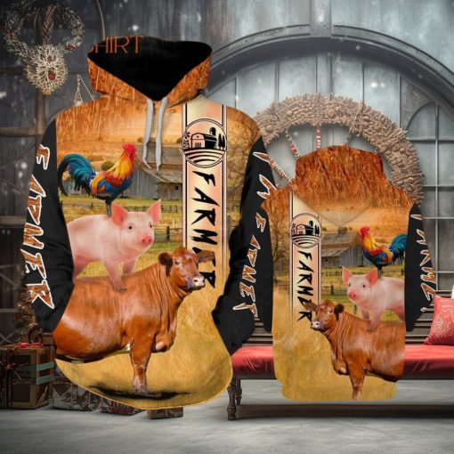 Farmer Animal Orange Amazing 3d All Over Print Hoodie
