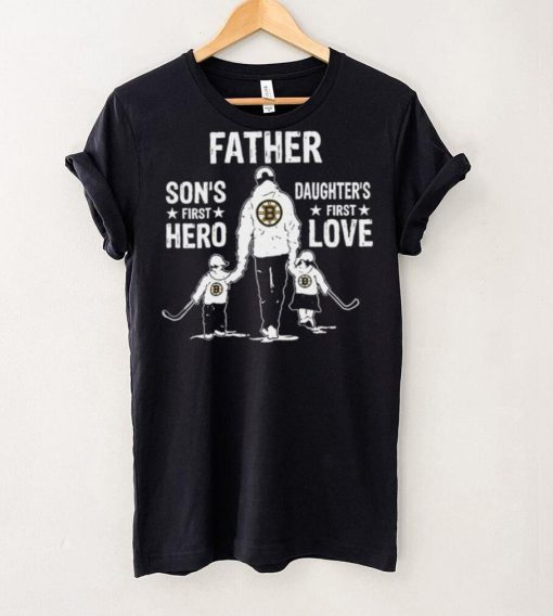 Father son’s first hero daughter’s first love Boston Bruins hockey logo hoodie, sweater, longsleeve, shirt v-neck, t-shirt