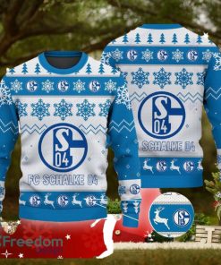 Fc Schalke 04 Big Logo Ugly Christmas Tree Blue Sweater AOP For Men And Women