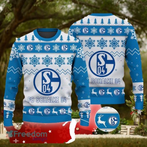 Fc Schalke 04 Big Logo Ugly Christmas Tree Blue Sweater AOP For Men And Women