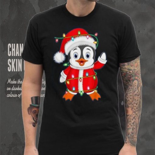 Penguin Lover Xmas Lighting Santa Penguin Christmas Shirt