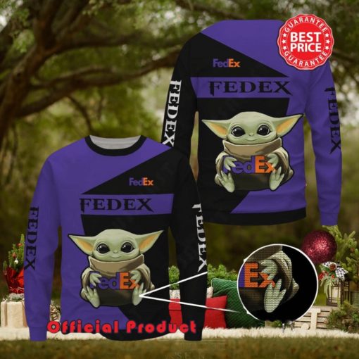 Fedex Baby Yoda With Logo Ugly Christmas Sweater