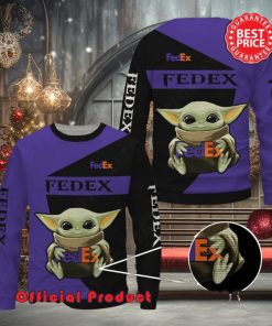 Fedex Baby Yoda With Logo Ugly Christmas Sweater