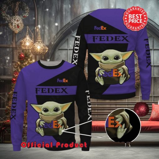 Fedex Baby Yoda With Logo Ugly Christmas Sweater