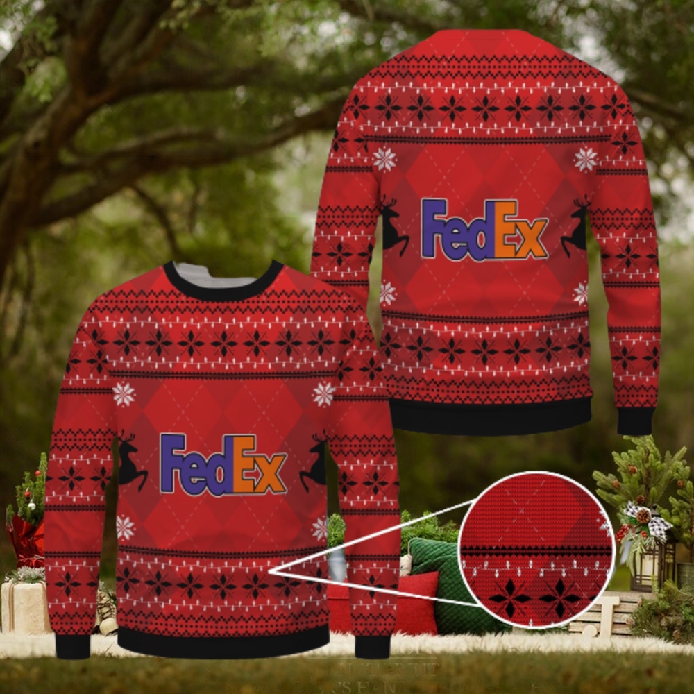 Fedex Red Pattern Merry Christmas Ugly Sweater Fedex Red Pattern Merry Christmas Ugly Sweater