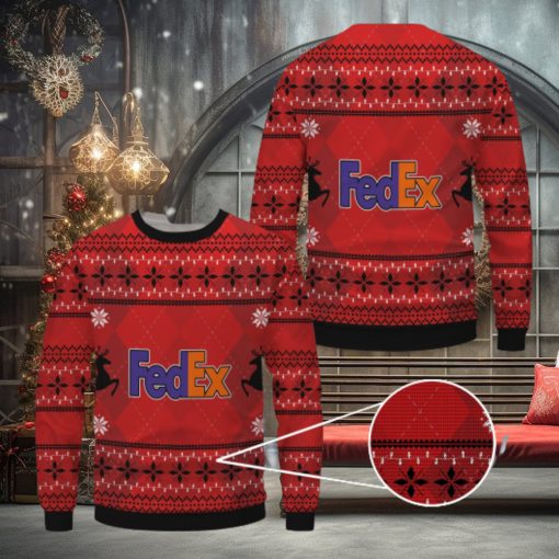Fedex Red Pattern Merry Christmas Ugly Sweater