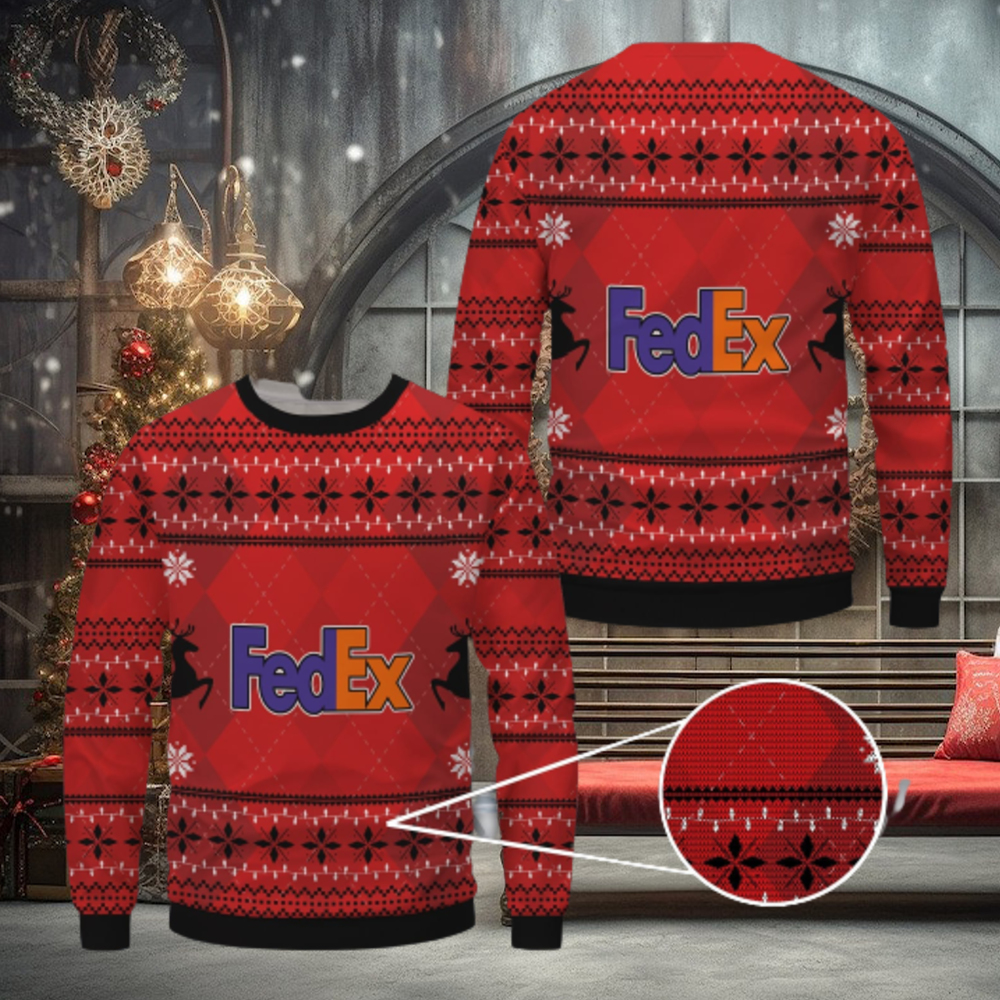 Fedex Red Pattern Merry Christmas Ugly Sweater Fedex Red Pattern Merry Christmas Ugly Sweater